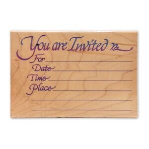 Vintage Y2K‎ Stampendous Rubber Stamp Wood Mounted Party Invitation Celebration